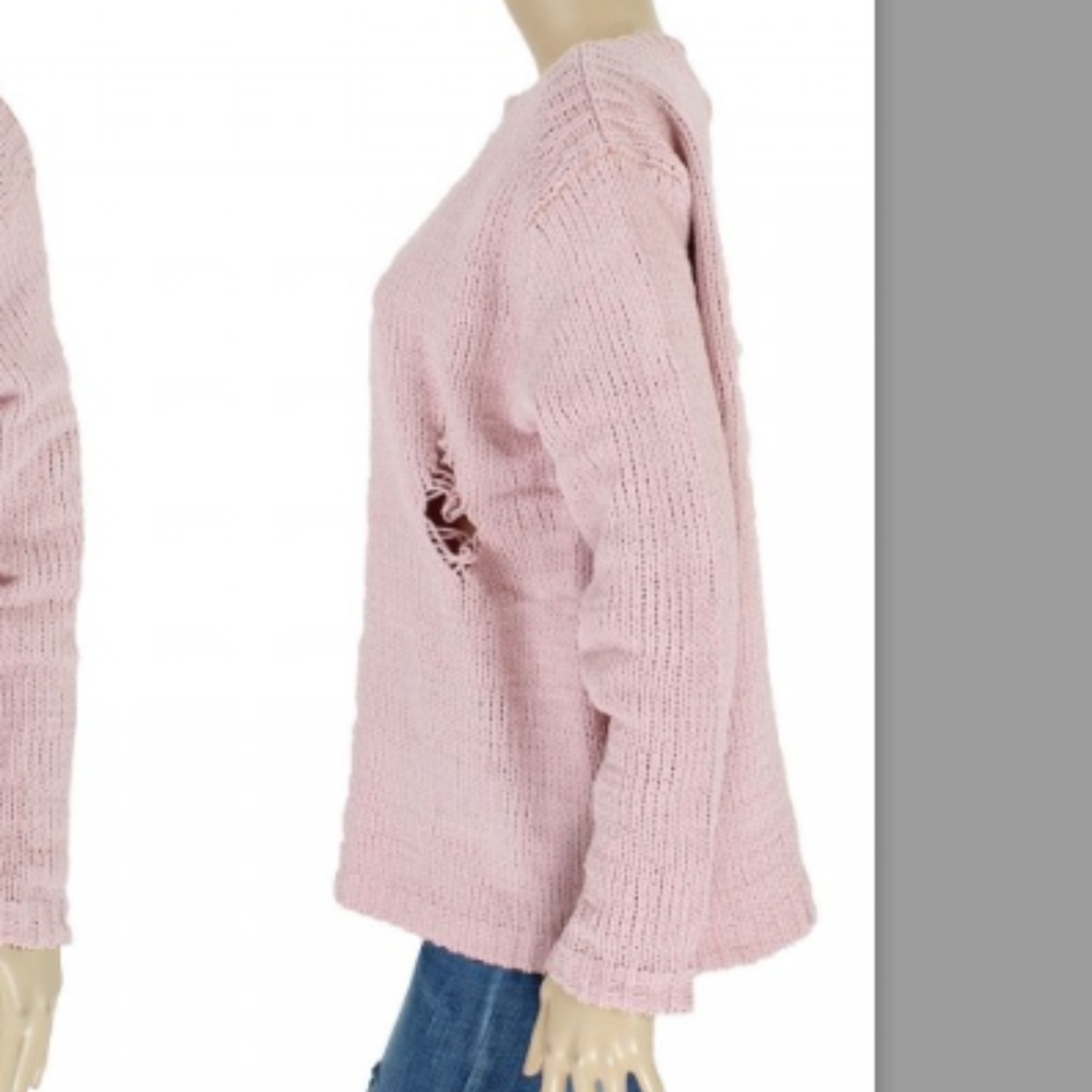 Distressed Powder Pink Sweater - Picture 2 of 2